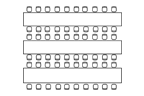 Skizze Stellform Tische und Stühle drei Reihen