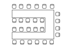 Skizze Stellform Tische und Stühle U-Form innen und außen